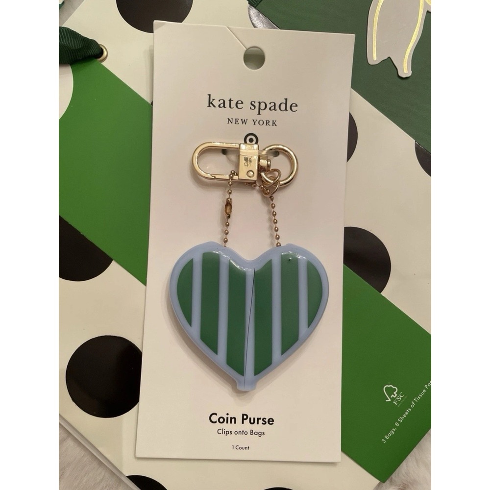 New Kate Spade x Target Purse Key Fob Bag Charm heart Coin‎ Case